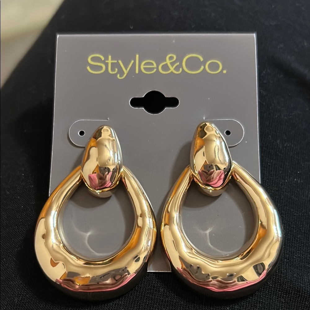 NWT Style & Co. Door Knock Gold Earrings